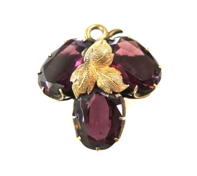 Victorian Garnet 3 Leaf Clover Brooch and Pendant