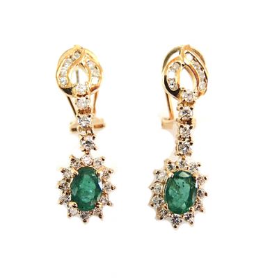 Vintage Emerald and Diamond Earrings