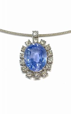 Vintage Sapphire and Diamond Pendant with Neckwire