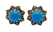Vintage Turquoise and Diamond Earrings