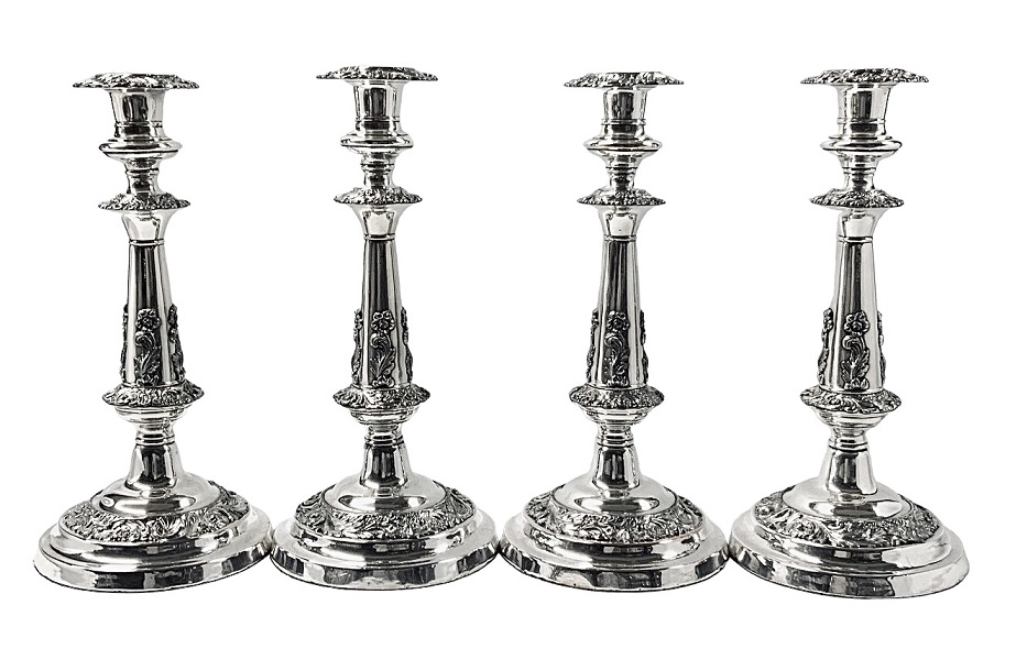 Matched Set Of 4 Silver Plate Candlesticks