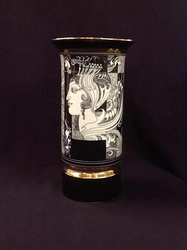 Black and White Hungarian Hollohaza Vase