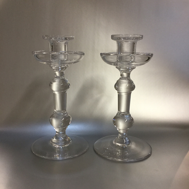 Mid Century Val Saint Lambert Crystal Candlesticks | Cynthia