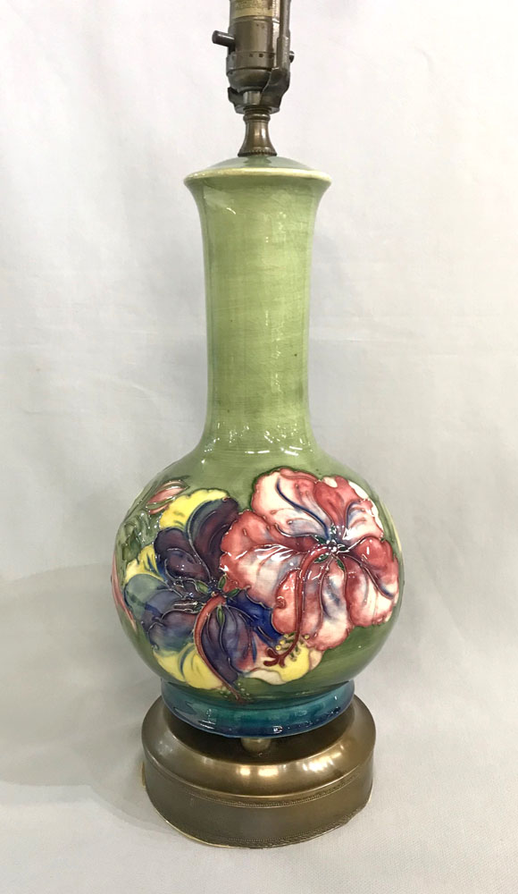 Moorcroft Lamp In The Hibiscus Pattern, Circa 1950