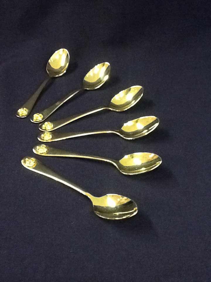 Set of Six Gold Plated Teaspoons