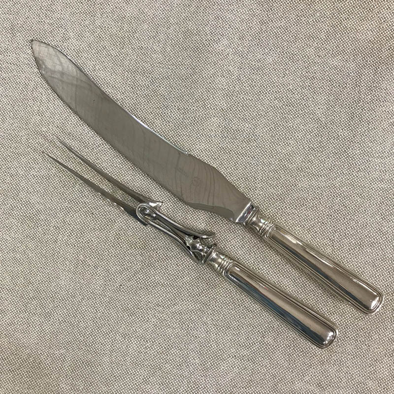 Vintage Birks Sterling Silver 2 Piece Carving Set In The Saxon Pattern