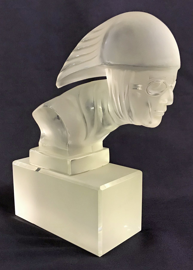 Vintage Clear & Frosted Glass Hood Ornament Sculpture