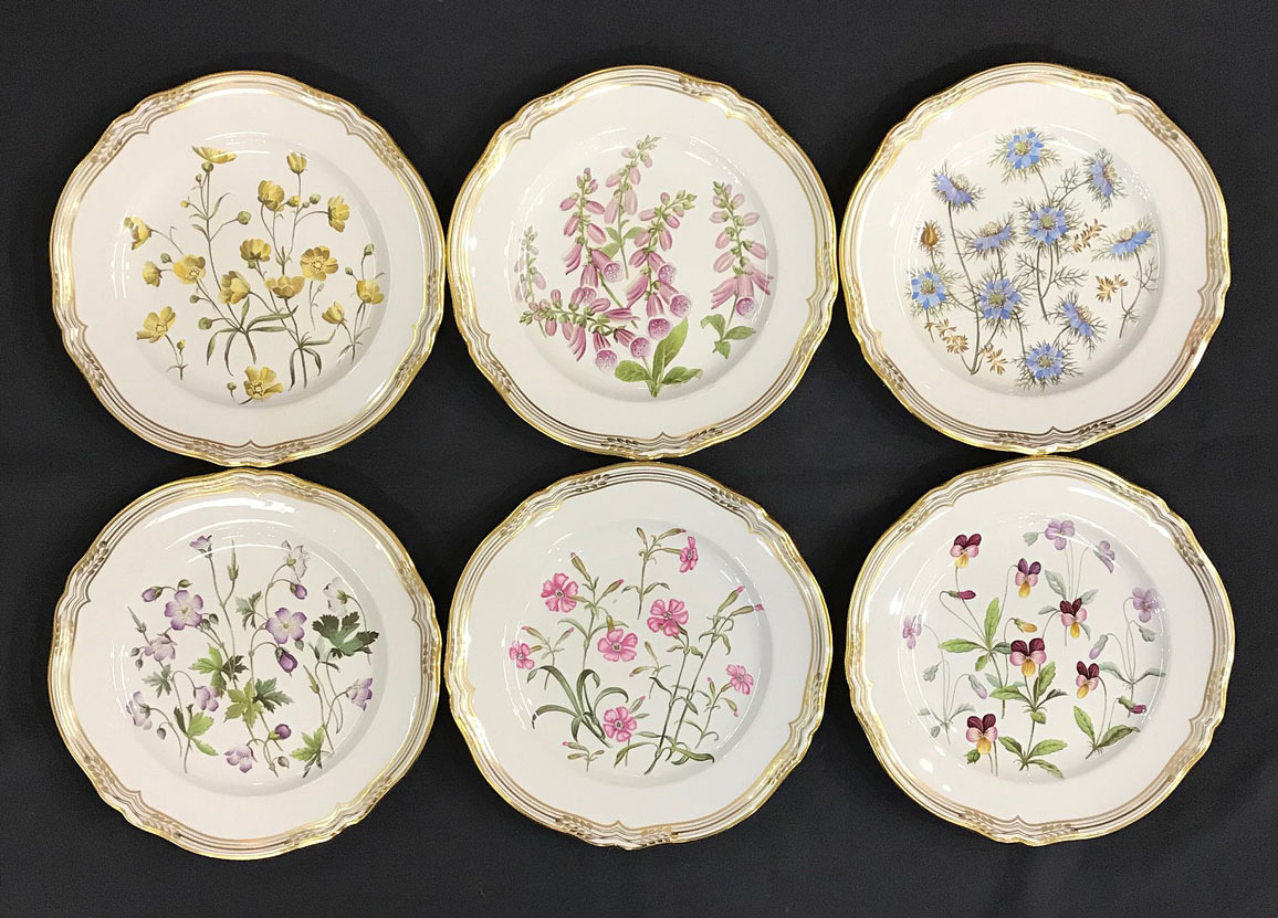 Vintage Spode “Wild Flowers” hand painted luncheon plates