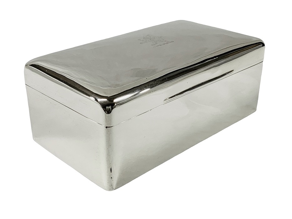 1903年 英国アンティーク 純銀製 ジュエリーボックス 111g George Nathan&amp;Ridley Hayes English Sterling Silver Box With Cedar Lined Interior, circa