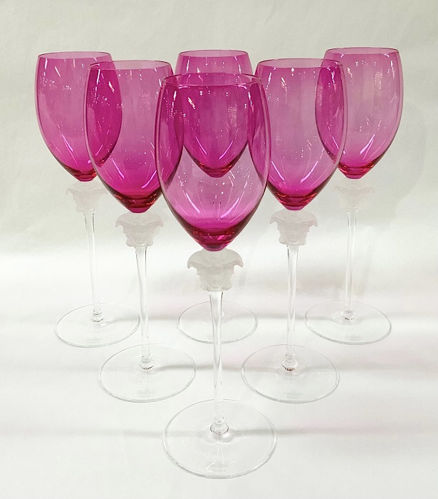Vintage Rosenthal Crystal Versace “Medusa Lumiere” Wine Glasses In