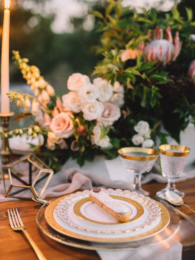 2017 - Wedding / Bridal Photo Shoots That Featured Decorative Objects And Jewellery From Cynthia Findlay - Table Setting Side View