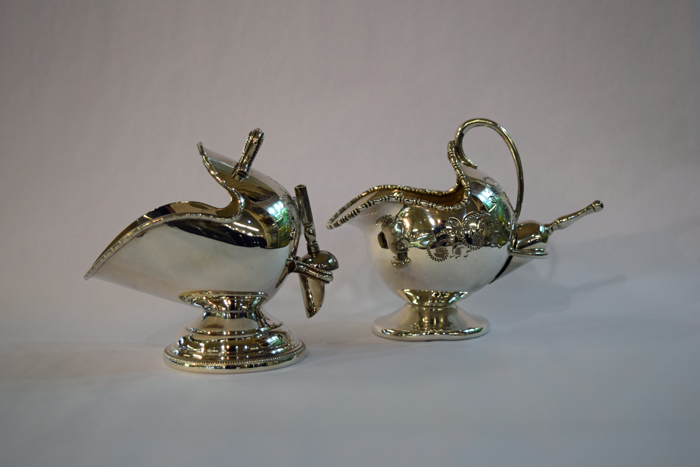 Vintage English Silver Plate Coal Scuttle Sugar Bowl with Scoop