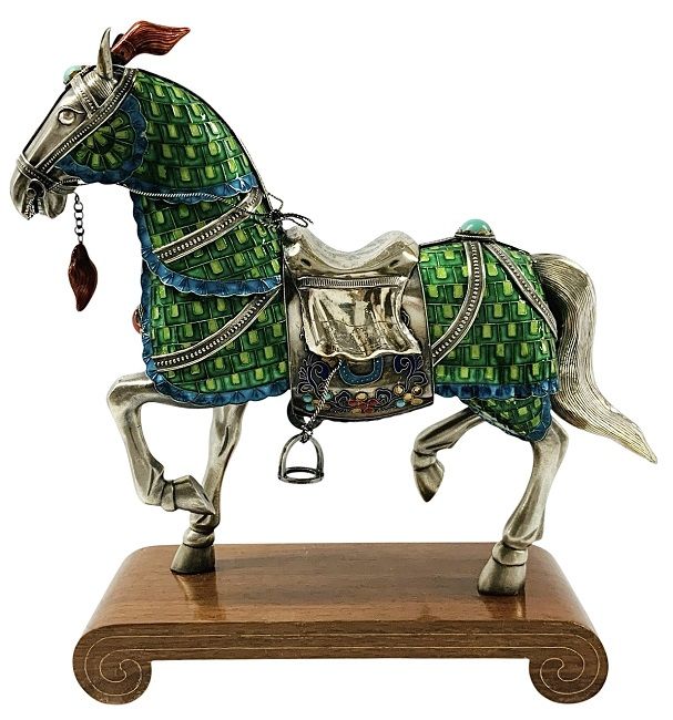 Chinese Silver and Enamel Horse