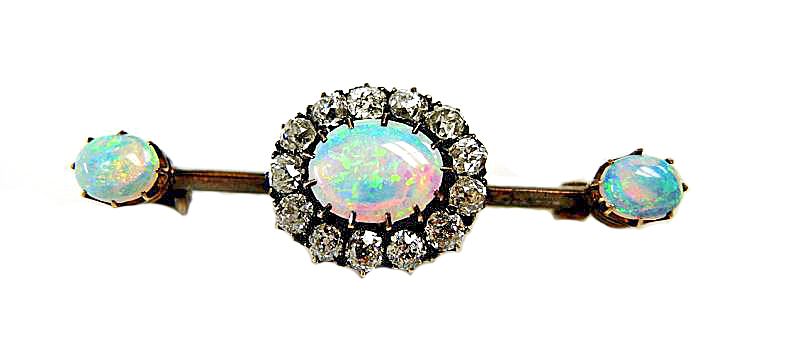 Victorian Opal and Diamond Brooch