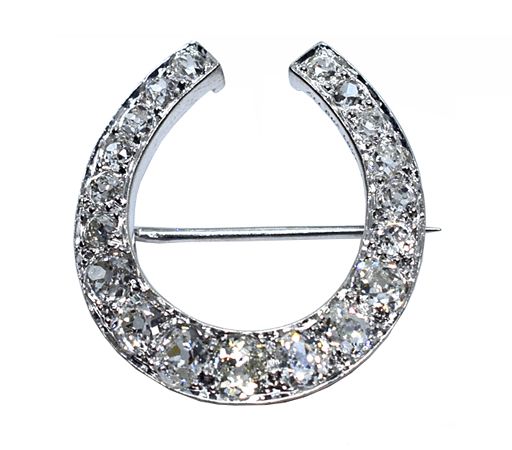 Vintage Diamond Horseshoe Brooch - 86th & 97th Oscars Men's Brooches Style