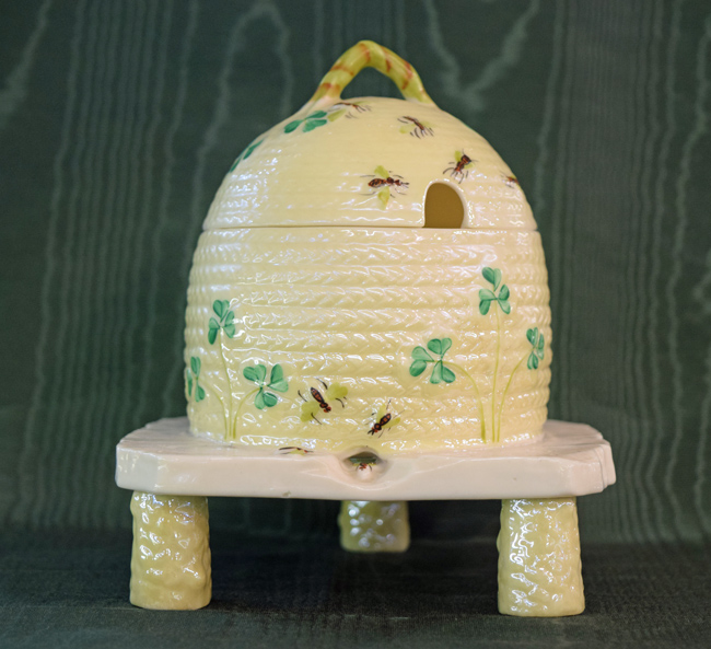 Belleek Shamrock Pattern Honey Pot