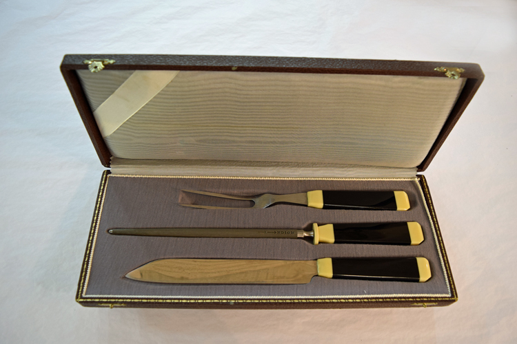 Art Deco Three Piece Celluloid Handled  Carving Set, Boxed