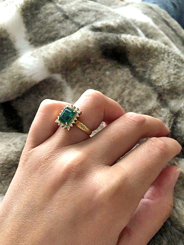 Romance - Vintage Emerald and Diamond Yellow Gold Engagement Ring Picture, Congratulations