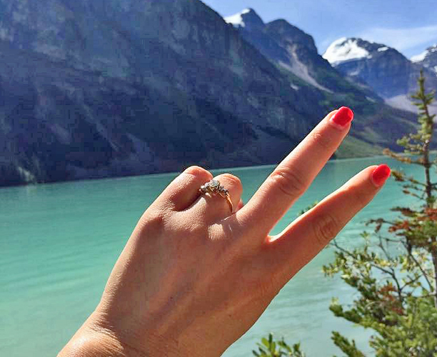 Romance - Vintage Diamond Engagement Ring In Banff National Park Alberta, Congratulations
