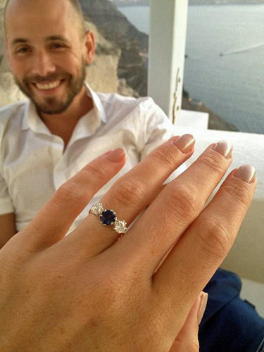 Happy Couple Engagement Ring Picture Ocean