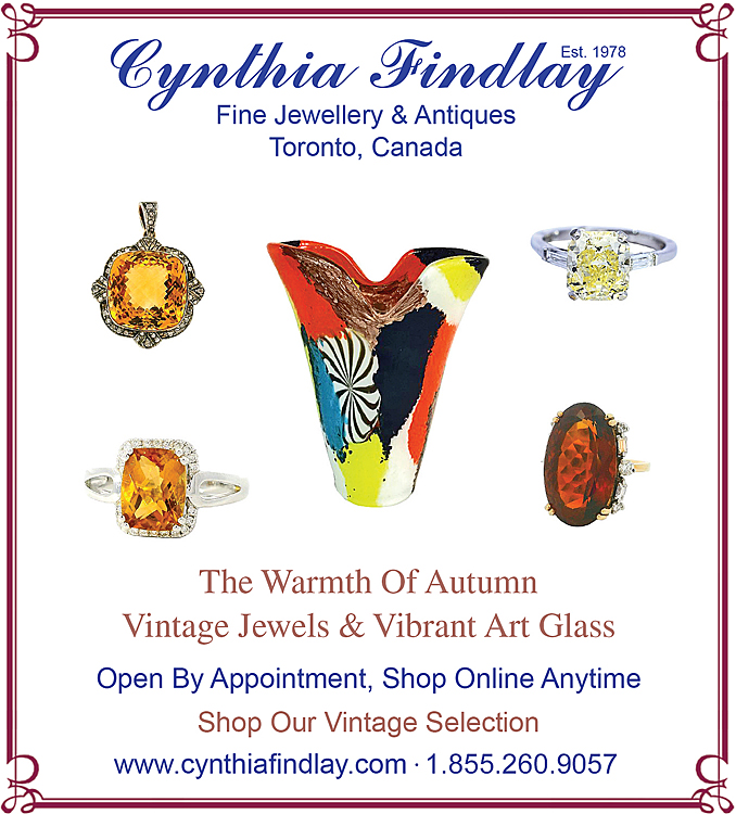 Autumn Vintage Jewels And Art Glass, Toronto Star, Cynthia Findlay Fine Jewellery & Antiques Advertisement