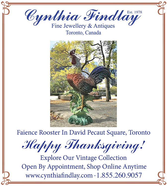 Faience Rooster - Toronto Star - Cynthia Findlay Fine Jewellery & Antiques Ad