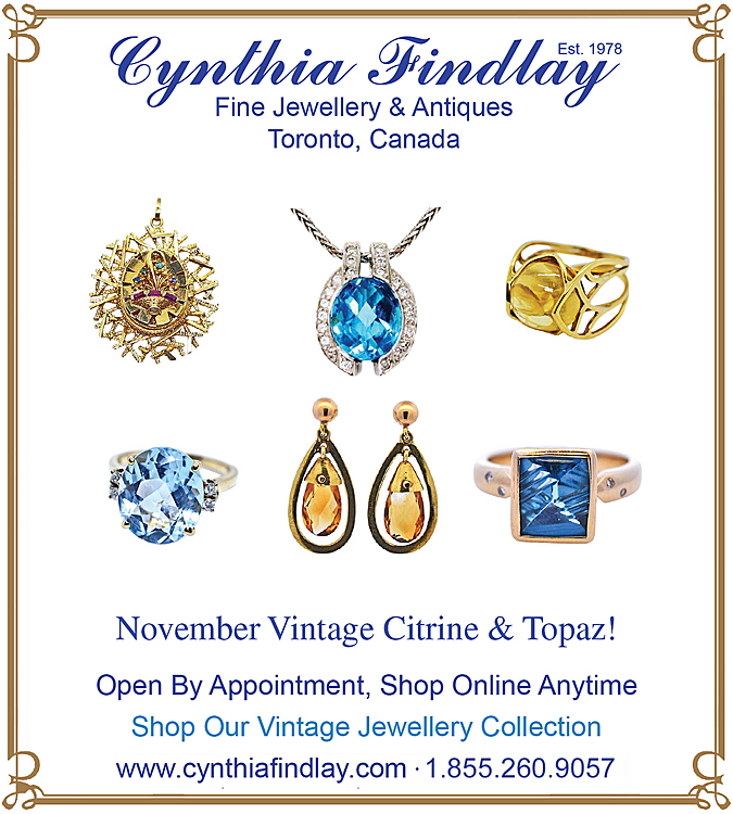 Vintage Citrine & Topaz Jewelry Ad in the Toronto Star from Cynthia Findlay Fine Jewellery Antiques