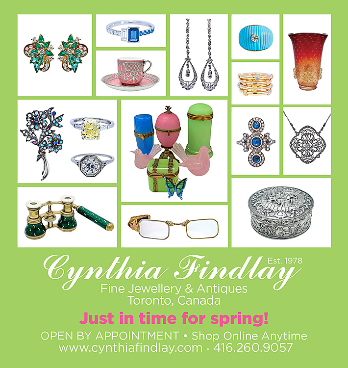 Cynthia Findlay Fine Jewellery & Antiques spring Mother's Day ad in Post City Magazine