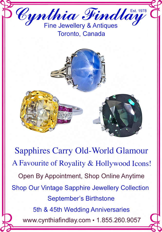 Vintage and estate green, yellow and blue sapphire rings featured in The Globe & Mail