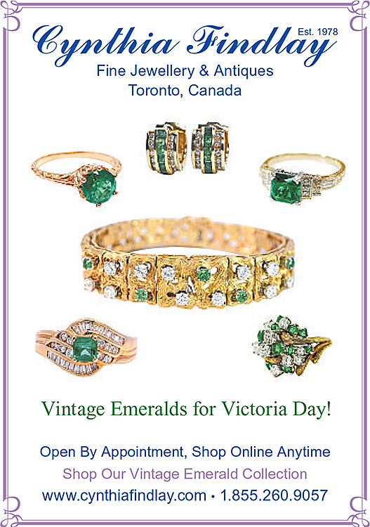 Vintage Emeralds for Victoria Day ran in The Globe & Mail May 15th & 16th 2026 – Cynthia Findlay Fine Jewellery & Antiques