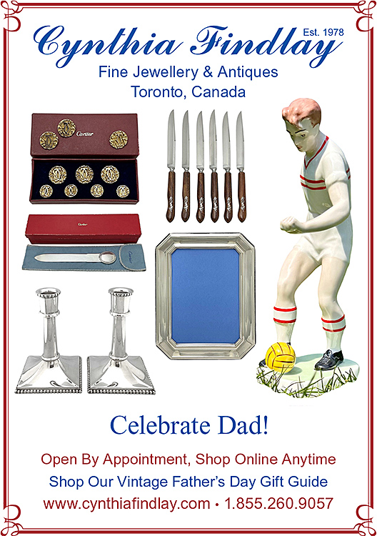 Vintage Father's Day Ad, Celebrate Dad! Featured in The Globe and Mail by Cynthia Findlay Fine Jewellery & Antiques