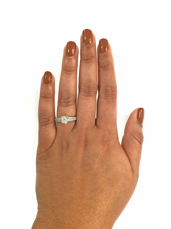 Cushion Cut Diamond Ring On Model